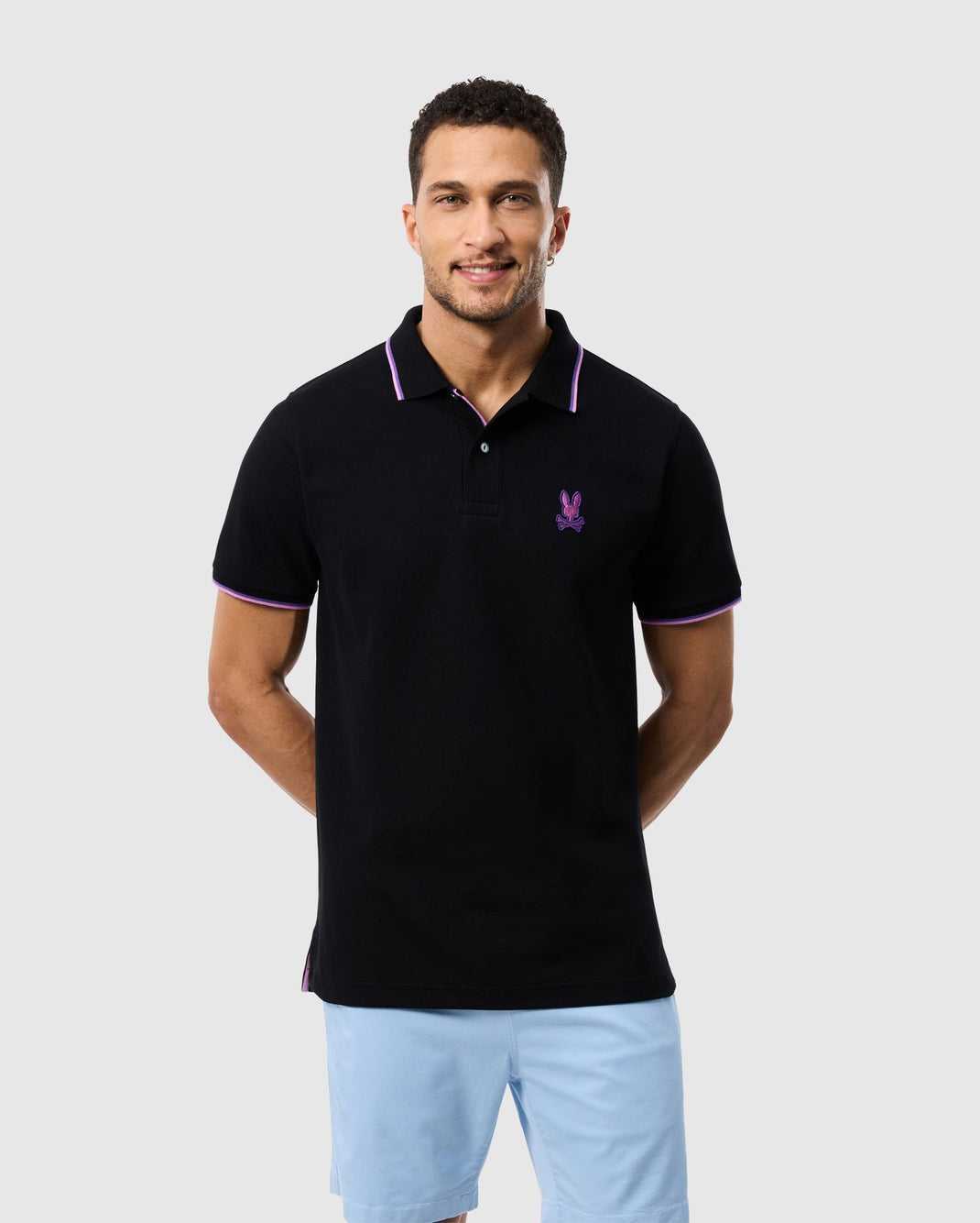 Polos Psycho Bunny Houston Pique Polo Shirt Noir Homme | GHW-69961233